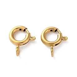 Настоящее золото 18K Ионное покрытие (ip) 304 застежки из нержавеющей стали с пружинным кольцом, реальный 18 k позолоченный, 9x7.5x1.5 мм, отверстие : 1.8 мм