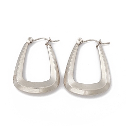 Stainless Steel Color 201 Stainless Steel Trapezoid Hoop Earrings with 304 Stainless Steel Pins for Women, Stainless Steel Color, 27x22.5x4.5mm, Pin: 0.7~0.8mm