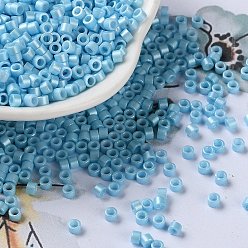 Light Sky Blue Baking Paint Glass Seed Beads, Cylinder, Light Sky Blue, 2.5x2mm, Hole: 1.4mm, about 45359pcs/pound