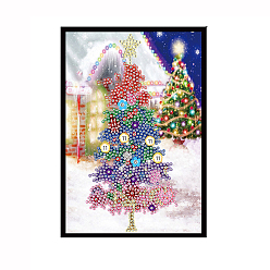 Christmas Tree Christmas DIY Diamond Painting Notebook Kits, including Resin Rhinestones, Diamond Sticky Pen, Tray Plate and Glue Clay, Christmas Tree, 210x145mm