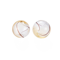 Желтая Старая Ткань  Прозрачные стеклянные бусины ручной работы из дутого стекла, круглые, старое кружево, 12.5~14 мм, отверстие : 1~2 мм