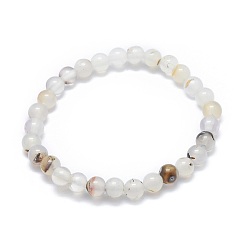 Agate Naturelle Perle naturelle agate bracelets extensibles, ronde, 2 pouces ~ 2-3/8 pouces (5~6 cm), perle: 5.8~6.8 mm