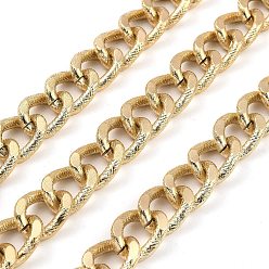 Light Gold Aluminium Curb Chains, Unwelded, with Spool, Light Gold, 17x13x3mm, about 32.81 Feet(10m)/Roll