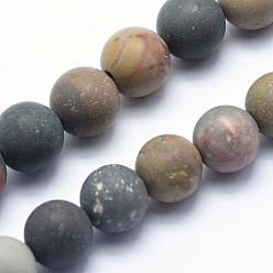 Ocean Jasper Natural Ocean Agate/Ocean Jasper Beads Strands, Frosted, Round, 4mm, Hole: 0.8mm, about 91pcs/strand, 15.3 inch(39cm)