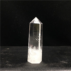 Quartz Crystal Point Tower Natural Quartz Crystal Home Display Decoration, Healing Stone Wands, for Reiki Chakra Meditation Therapy Decos, Hexagon Prism, 50~60mm