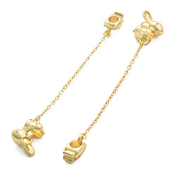 Real 14K Gold Plated Brass Beads, with Chain, Nickel Free, Rabbit with Carrot, Real 14K Gold Plated, 77mm