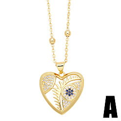 A Heart-shaped devil's eye necklace female personality fashion inlay color zircon love pendant clavicle chain nkn75