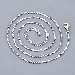 925 Sterling Silver Plated Long-Lasting Plated Brass Rolo Chain Necklaces, with Lobster Claw Clasp, Nickel Free, 925 Sterling Silver Plated, 18.1 inch(46cm), 1.6mm