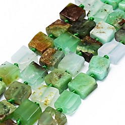 Australia Jade Natural Chrysoprase Beads Strands, Square, 10~13x10~14x6~7mm, Hole: 0.7mm, about 30~33pcs/strand, 16.14~16.54 inch(41~42cm).