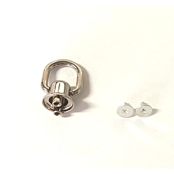 Platinum Alloy D Ring Head Screwback Button, with Screw, Button Studs Rivets for Phone Case DIY, DIY Art Leather Craft, Platinum, 2.9x2cm