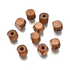 Сиена Спрей окрашены деревянные бусины, квадратный, цвет охры, 8x8x8 мм, отверстие : 2.5~3 мм