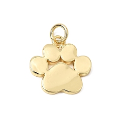 Real 18K Gold Plated Brass Pendants, Paw Print Charms, Long-Lasting Plated, Rack Plating, Lead Free & Cadmium Free, Real 18K Gold Plated, 16x16x1.5mm, Hole: 3mm