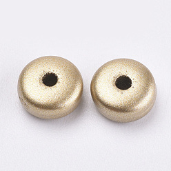 Golden Plated Plating Acrylic Bead Spacers, Matter Style, Flat Round, Golden Plated, 6x3mm, Hole: 1mm, about 6500pcs/500g