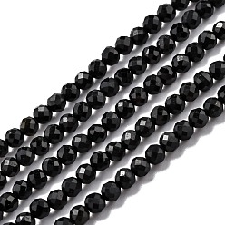 Турмалин Натуральный черный турмалин бисер нитей, граненые, круглые, 3 мм, отверстие : 0.7 мм, 15.35'' (39 см)