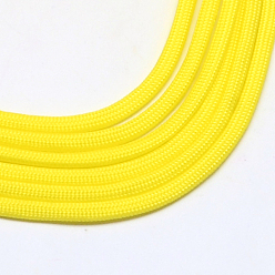 Желтый 7 внутренние сердечники веревки из полиэстера и спандекса, ровный цвет, для изготовления веревочных браслетов, желтые, 4~5 мм, около 109.36 ярдов (100 м) / пачка, 420~500 г / пачка