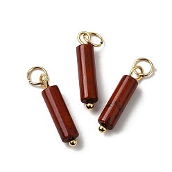 Красный Камень Природные красной яшмы подвески, подвески-колонны с 304 кольцами из нержавеющей стали, золотые, 18.5~19x4~4.5 мм, отверстие : 3.5 мм