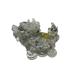 Moonstone Resin Dragon Display Decoration, with Natural Moonstone Chips Inside for Home Office Desk Decoration, 60x30x40mm