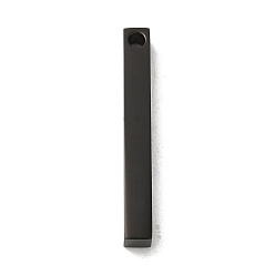 Black Ion Plating(IP) 304 Stainless Steel Pendants, Rectangle/Bar, Black, 40x5x5mm, Hole: 3mm