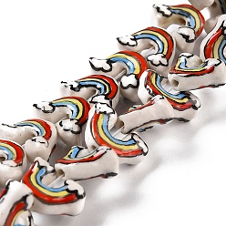 Colorful Handmade Porcelain Beads, Rainbow, Colorful, 12.5x18x8mm, Hole: 1.6mm