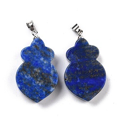 Lapis Lazuli Natural Lapis Lazuli Pendants, with Platinum Brass Findings, Carrot, 29~30x17x6mm, Hole: 5mm