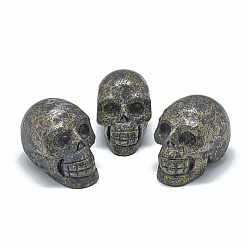 Chalcopyrite Natural Chalcopyrite Display Decorations, Skull, 36~41x28~33x43~50mm