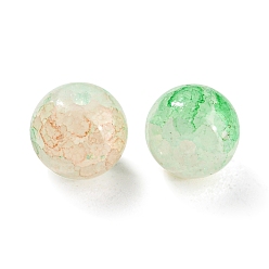 Spring Green Transparent Spray Painting Crackle Glass Beads, Round, Spring Green, 10mm, Hole: 1.6mm, 200pcs/bag