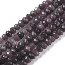 Rosy Brown Dyed Natural Malaysia Jade Rondelle Beads Strands, Faceted, Rosy Brown, 4x2~3mm, Hole: 1mm, about 115pcs/strand, 14 inch