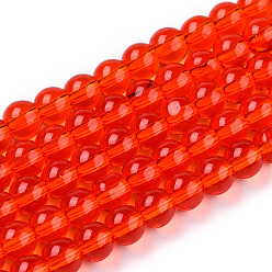 Red Transparent Glass Beads Strands, Round, Red, 4~4.5mm, Hole: 0.8mm, about 97~99pcs/strand, 14.76 inch~14.96 inch(37.5~38cm)