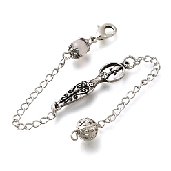 Розовый Кварц Биолокационные маятники из натурального розового кварца, с реечным покрытием, фурнитура из латуни и сплавов, богиня, 180 мм