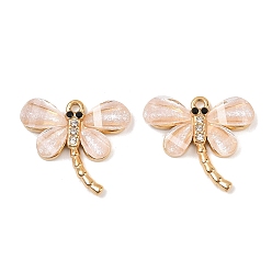Персиковый Слойка 304 подвески из нержавеющей стали, стрекоза, cmолой, вакуумное покрытие pvd, реальный 18 k позолоченный, розовые, 16x18x3.5 мм, отверстие : 1.2 мм