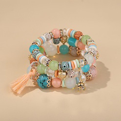 B0252-4 color mix Fashionable Tassel Eiffel Tower Pendant Bracelet Set - Stunning Jewelry Combination