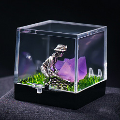 Аметист Скопление натурального аметиста и коробка для образцов минералов для моделирования шахтеров, украшения для микропейзажа из необработанного камня, коробка: 34x36 мм