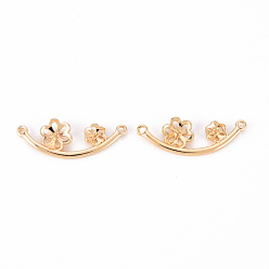Real 18K Gold Plated Brass Screw Eye Peg Bails Links Connectors, Nickel Free, for Half Drilled Bead, Flower, Real 18K Gold Plated, 8x21.5x4mm, Hole: 1mm, Pin: 0.8mm