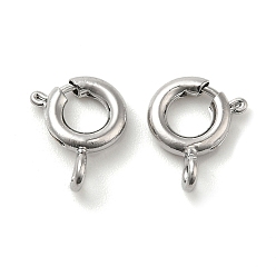 Real Platinum Plated Brass Spring Ring Clasps, Ring, Real Platinum Plated, 10x8x3mm, Hole: 1.6mm