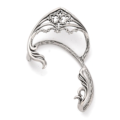 Античное Серебро 316 хирургические серьги-манжеты из нержавеющей стали., сказочные уши, осталось, античное серебро, 68x42.5 мм