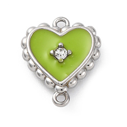 Желто-Зеленый 304 подвески-сердечки из нержавеющей стали с эмалью, цвет нержавеющей стали, желто-зеленый, 13x11.5x3 мм, отверстие : 1 мм