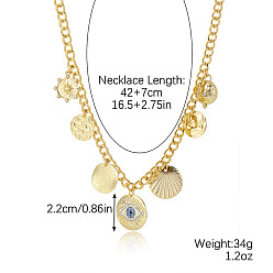 N2211-2 Eye Seven Pendant Boho Moon Pendant Necklace for Women - Multiple Charms, Statement Piece