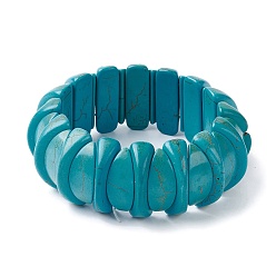 Светлый Морско-зеленый Окрашенные бирюзовые бирюзовые эластичные браслеты, плитка браслет, светло-зеленый, 1-1/8 дюйм (2.8 см), внутренний диаметр: 2-3/8 дюйм (6 см)