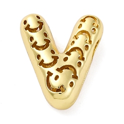 Letter V Латунные подвески, стойки покрытие, долговечный, без кадмия и без свинца, подвески с полыми буквами, Буква V, 21.5x18x8 мм, отверстие : 4.7x3 мм