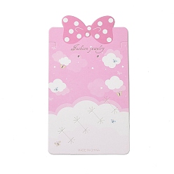 Pearl Pink Rectangle Bowknot Earring Display Cards, Cloud Pattern, Pearl Pink, 15.6x8.9x0.04cm, Hole: 2mm