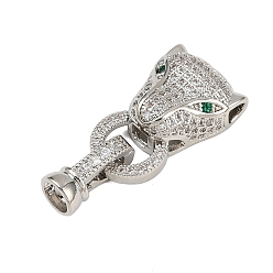 Платина Латунные микро проложить кубического циркония раз за застежками, леопард, платина, 32 мм