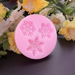 Pink Food Grade Silicone Molds, Fondant Molds, For DIY Cake Decoration, Chocolate, Candy, UV Resin & Epoxy Resin Jewelry Making, Snowflake, Pink, 55x10mm