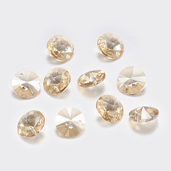 Golden Shadow Faceted Glass Rhinestone Charms, Imitation Austrian Crystal, Cone, Golden Shadow, 6x3mm, Hole: 1mm