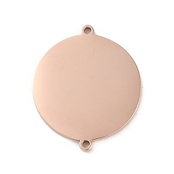 Rose Gold Ion Plating(IP) 304 Stainless Steel Connector Charms, Laser Cut, Flat Round Links, Rose Gold, 23.5x20x1.5mm, Hole: 1.2mm