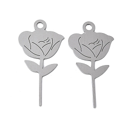 Нержавеющая Сталь Цвет 304 подвески из нержавеющей стали/инструмент для извлечения SIM-карты, штифты для извлечения лотка открывалка для игл, цветок розы, цвет нержавеющей стали, 31.5x15.5x1 мм, отверстие : 3 мм, штифты : 1 мм