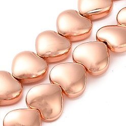 Гальванический Розовый Золотой Стеклянные бусины с гальваническим покрытием , сердце, покрытием из розового золота, 9.5x10.5x5 мм, отверстие : 0.9 мм, около 44 шт / нитка, 15.75'' (40 см)