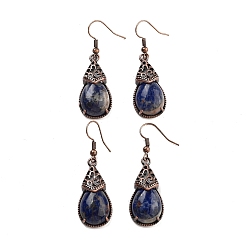 Содалитовое Серьги-капли с подвесками из натурального содалита, женские латунные серьги с красной медью, 48x15 мм