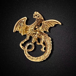 Золотистый Булавки с эмалью дракона для мужчин, брошь из сплава для рюкзака, золотые, 43x40 мм