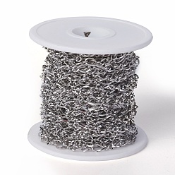 Stainless Steel Color 304 Stainless Steel Figaro Chains, Figure 8 Chain, with Spool, Unwelded, Stainless Steel Color, 12x5x1mm, about 32.8 Feet(10m)/roll