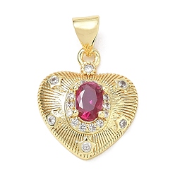 Camellia Brass Pave Cubic Zirconia Pendants, Heart Charms, Lead Free & Cadmium Free, Long-Lasting Plated, Rack Plating, Real 18K Gold Plated, Camellia, 18x15x6mm, Hole: 5x3.5mm
